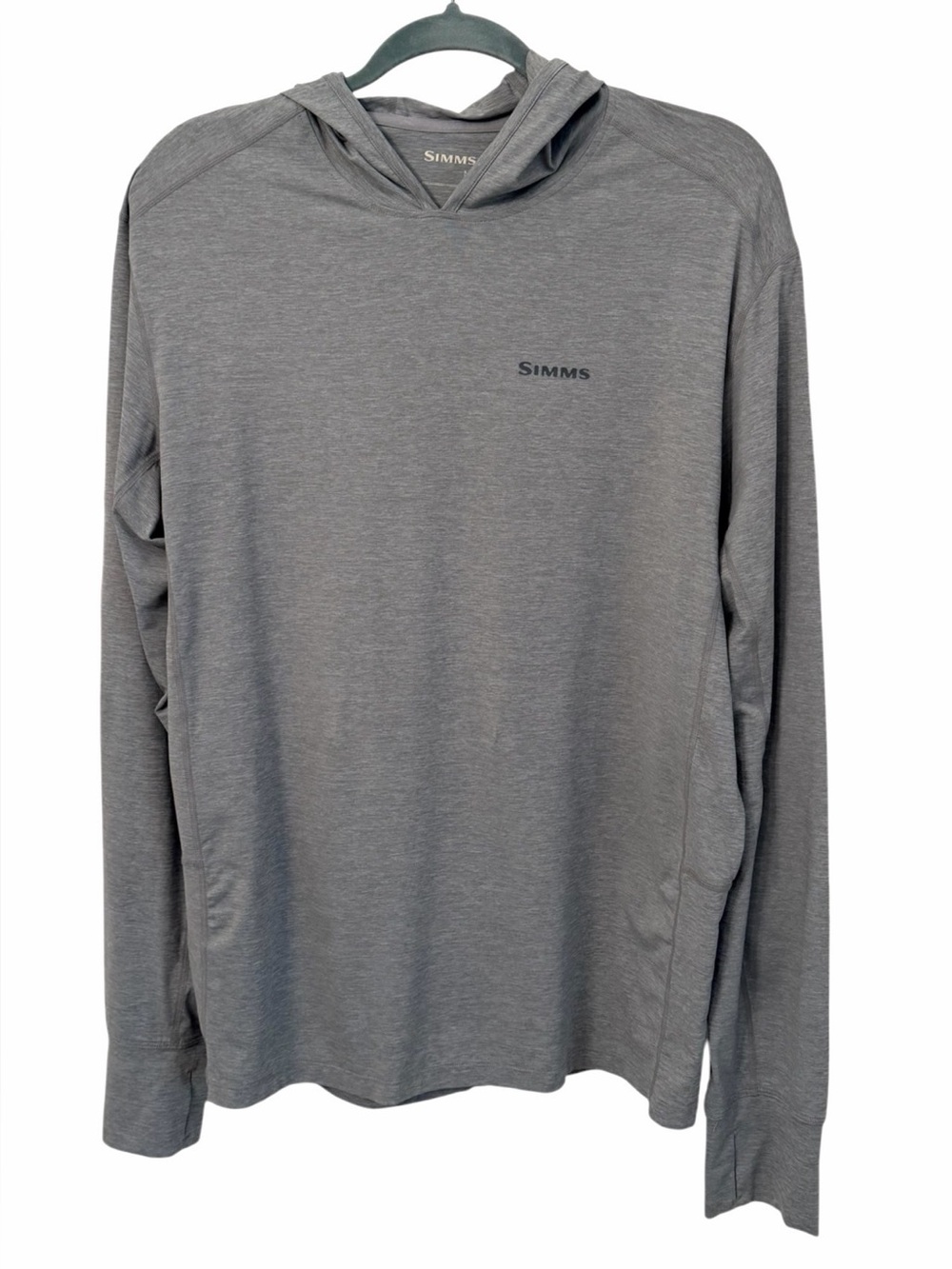 Simms Fishing Hoodie Like New Men's Gray Hooded Performance Top Size M